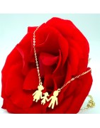 Lantisor cu familie cu 3 membri din aur galben de 14k