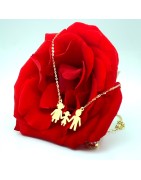 Lantisor cu familie cu 3 membri din aur galben de 14k