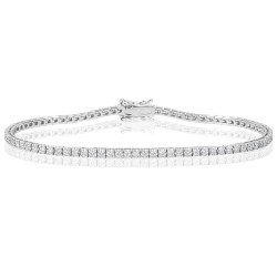 Bratara tenis din Aur Alb de 18k cu Diamante Incolore Naturale de 2.5 ct.