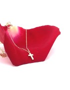 Lantisor cu pandantiv cu cruciulita din aur galben de 14k